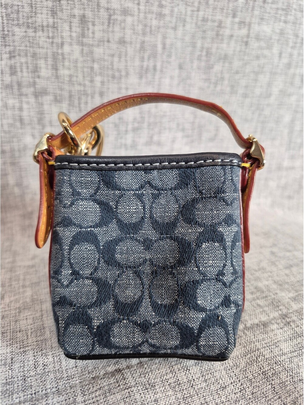 Coach Mini Val Duffle Bag Charm Keychain Signature Chambray C8223 NWOT - Picture 9 of 11